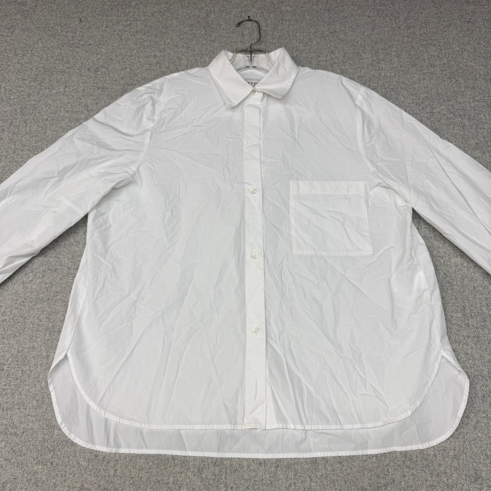 TWP Trish Wescoat Pound Button Down Shirt XS/S White Cotton Oversized Pocket USA
